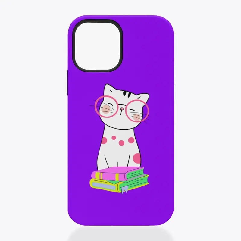 Cute Book Lover Cat With Glasses